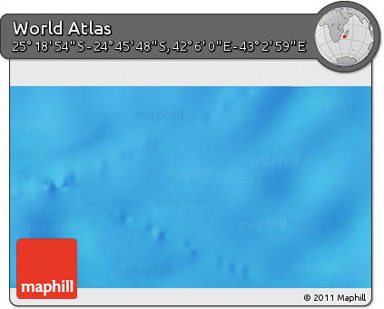 Shaded Relief 3D Map of the Area around 25° 2' 21" S, 42° 34' 30" E