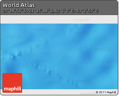Shaded Relief 3D Map of the Area around 25° 2' 21" S, 42° 34' 30" E