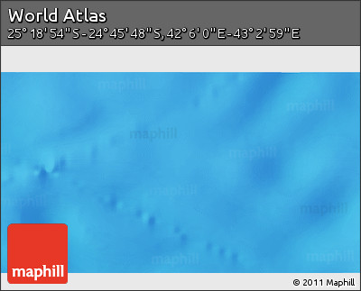 Shaded Relief 3D Map of the Area around 25° 2' 21" S, 42° 34' 30" E