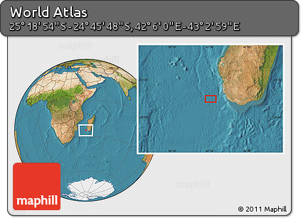Satellite Location Map of the Area around 25° 2' 21" S, 42° 34' 30" E