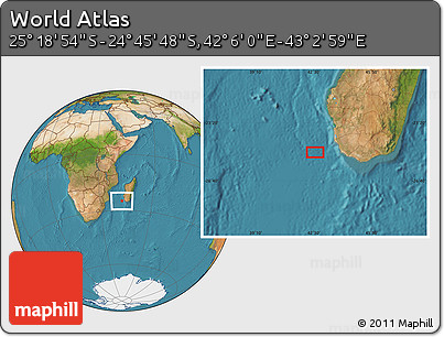 Satellite Location Map of the Area around 25° 2' 21" S, 42° 34' 30" E