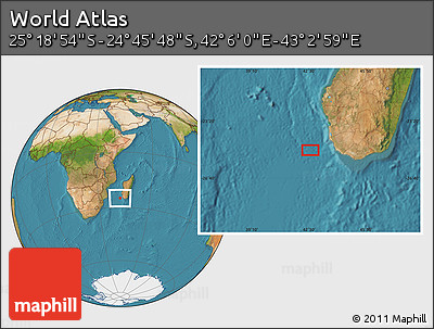 Satellite Location Map of the Area around 25° 2' 21" S, 42° 34' 30" E