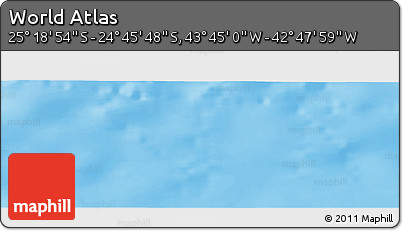 Physical Panoramic Map of the Area around 25° 2' 21" S, 43° 16' 29" W