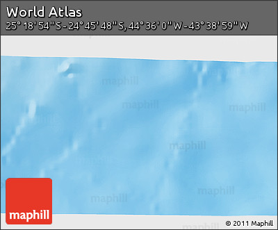 Physical 3D Map of the Area around 25° 2' 21" S, 44° 7' 30" W