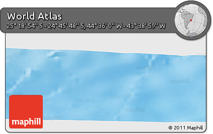 Physical Panoramic Map of the Area around 25° 2' 21" S, 44° 7' 30" W