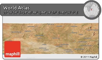 Satellite Panoramic Map of the Area around 25° 2' 21" S, 45° 7' 30" E