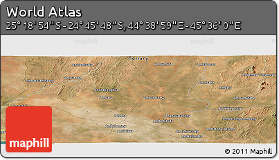 Satellite Panoramic Map of the Area around 25° 2' 21" S, 45° 7' 30" E