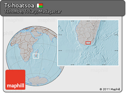Gray Location Map of Tsihoatsoa, hill shading