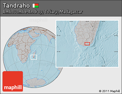 Gray Location Map of Tandraho, hill shading