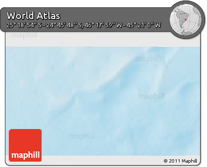 Physical 3D Map of the Area around 25° 2' 21" S, 45° 49' 30" W
