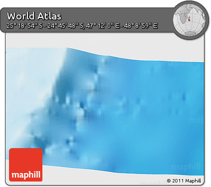 Shaded Relief 3D Map of the Area around 25° 2' 21" S, 47° 40' 29" E