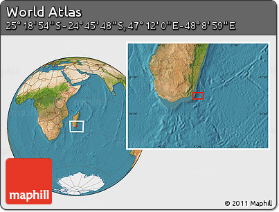 Satellite Location Map of the Area around 25° 2' 21" S, 47° 40' 29" E