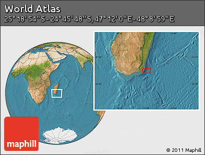 Satellite Location Map of the Area around 25° 2' 21" S, 47° 40' 29" E