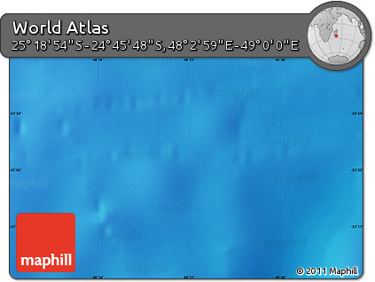 Physical Map of the Area around 25° 2' 21" S, 48° 31' 29" E