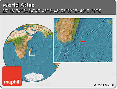 Satellite Location Map of the Area around 25° 2' 21" S, 49° 22' 30" E