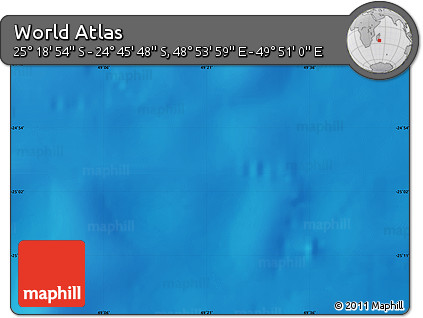 Physical Map of the Area around 25° 2' 21" S, 49° 22' 30" E