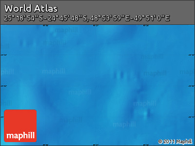 Physical Map of the Area around 25° 2' 21" S, 49° 22' 30" E