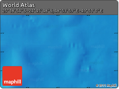 Physical Map of the Area around 25° 2' 21" S, 49° 22' 30" E