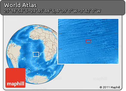 Shaded Relief Location Map of the Area around 25° 2' 21" S, 4° 10' 30" W