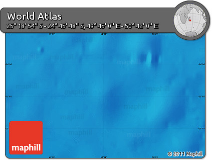 Physical Map of the Area around 25° 2' 21" S, 50° 13' 30" E
