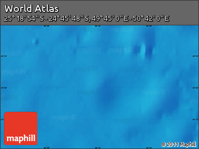Physical Map of the Area around 25° 2' 21" S, 50° 13' 30" E