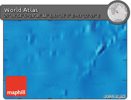 Physical Map of the Area around 25° 2' 21" S, 51° 4' 30" E
