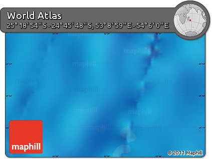 Physical Map of the Area around 25° 2' 21" S, 53° 37' 30" E