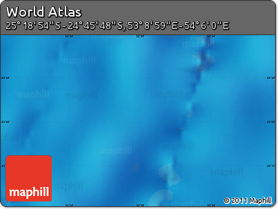 Physical Map of the Area around 25° 2' 21" S, 53° 37' 30" E