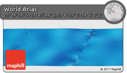 Physical Panoramic Map of the Area around 25° 2' 21" S, 53° 37' 30" E