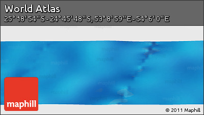 Physical Panoramic Map of the Area around 25° 2' 21" S, 53° 37' 30" E