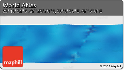 Physical Panoramic Map of the Area around 25° 2' 21" S, 53° 37' 30" E