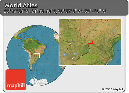 Satellite Location Map of the Area around 25° 2' 21" S, 53° 28' 30" W