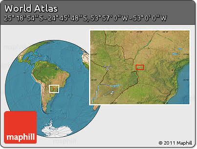 Satellite Location Map of the Area around 25° 2' 21" S, 53° 28' 30" W