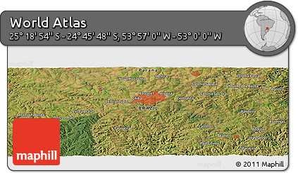 Satellite Panoramic Map of the Area around 25° 2' 21" S, 53° 28' 30" W