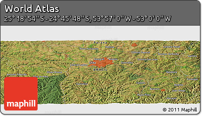 Satellite Panoramic Map of the Area around 25° 2' 21" S, 53° 28' 30" W