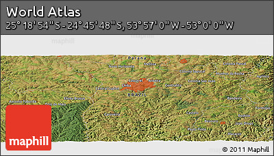 Satellite Panoramic Map of the Area around 25° 2' 21" S, 53° 28' 30" W