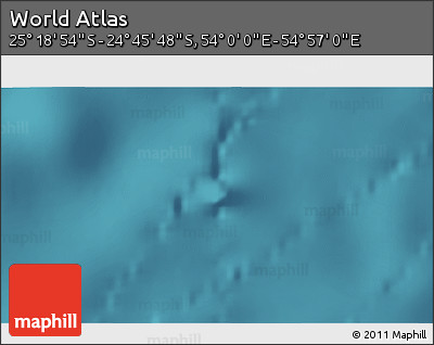 Satellite 3D Map of the Area around 25° 2' 21" S, 54° 28' 30" E