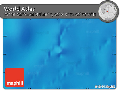 Physical Map of the Area around 25° 2' 21" S, 54° 28' 30" E