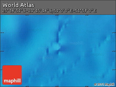Physical Map of the Area around 25° 2' 21" S, 54° 28' 30" E