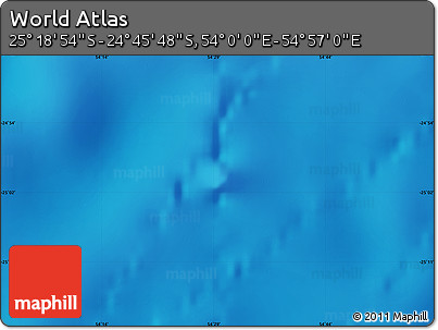Physical Map of the Area around 25° 2' 21" S, 54° 28' 30" E
