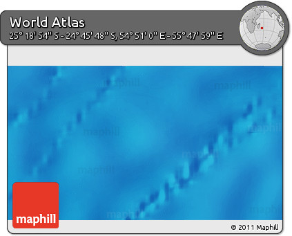 Shaded Relief 3D Map of the Area around 25° 2' 21" S, 55° 19' 30" E