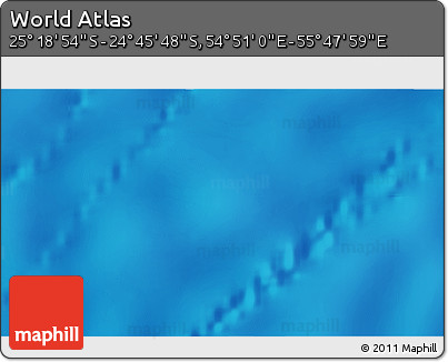 Shaded Relief 3D Map of the Area around 25° 2' 21" S, 55° 19' 30" E