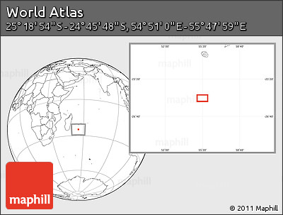 Blank Location Map of the Area around 25° 2' 21" S, 55° 19' 30" E