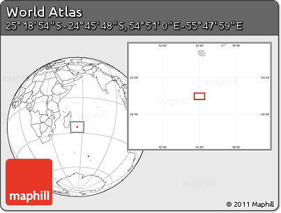 Blank Location Map of the Area around 25° 2' 21" S, 55° 19' 30" E