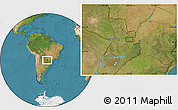 Satellite Location Map of the area around 25° 2' 21" S, 55° 10' 29" W