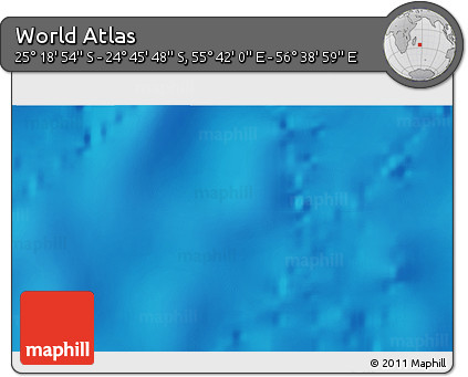 Shaded Relief 3D Map of the Area around 25° 2' 21" S, 56° 10' 29" E