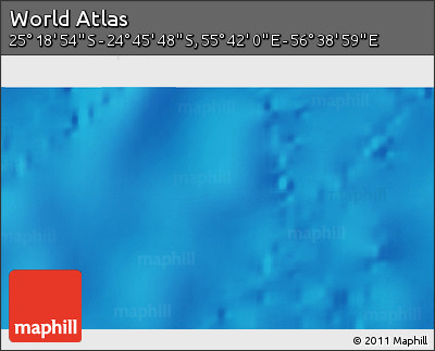 Shaded Relief 3D Map of the Area around 25° 2' 21" S, 56° 10' 29" E