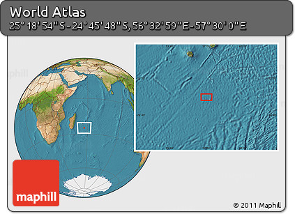 Satellite Location Map of the Area around 25° 2' 21" S, 57° 1' 29" E