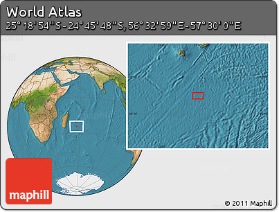 Satellite Location Map of the Area around 25° 2' 21" S, 57° 1' 29" E