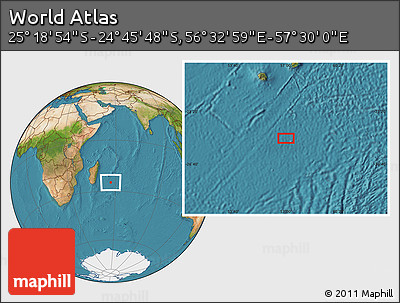 Satellite Location Map of the Area around 25° 2' 21" S, 57° 1' 29" E